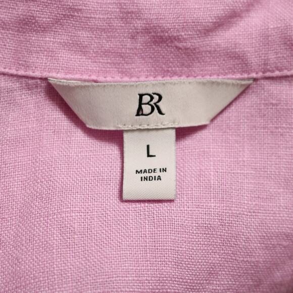 Banana Republic European Linen Polo Kaftan Top Pink Collared Relaxed Fit Size L - Picture 6 of 9